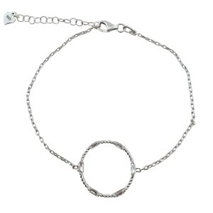 Bratara pentru Dame, Jolie Silver, din Argint 925, Model Cerc Rasucit, cu Pietre Zirconia, Ajustabila, 1.92 gr, Argintiu