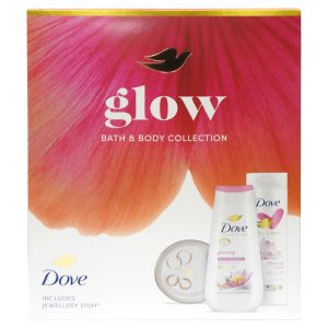 Caseta Cadou, Dove, Gel de Dus 225 ml, Lotiune de Corp 250 ml, Jewellery Dish Glow