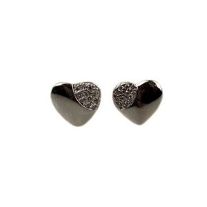 Cercei Argint 925 Inima cu Minizirconii Lateral, 1.43 g
