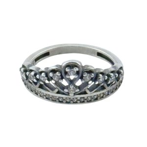Inel din Argint 925, Jolie Silver, pentru Dama, Model Coroana cu Pietre, Marimea 51, Argintiu