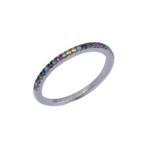 Inel Argint 925 cu Minizirconii Colorate, Marime 52, 1.22 g