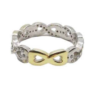 Inel pentru Dama Argint 925, Jolie Silver, Model Infinit, Placat Cu Aur Galben si Minizirconii, 4.9 g, Argintiu/Auriu
