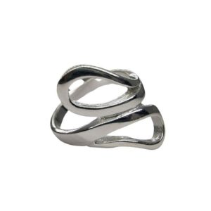 Inel pentru Dama Argint 925, Jolie, Model Sarpe Dublu 5.2 gr, Marimea 58, 2.5 x 2 cm, Argintiu